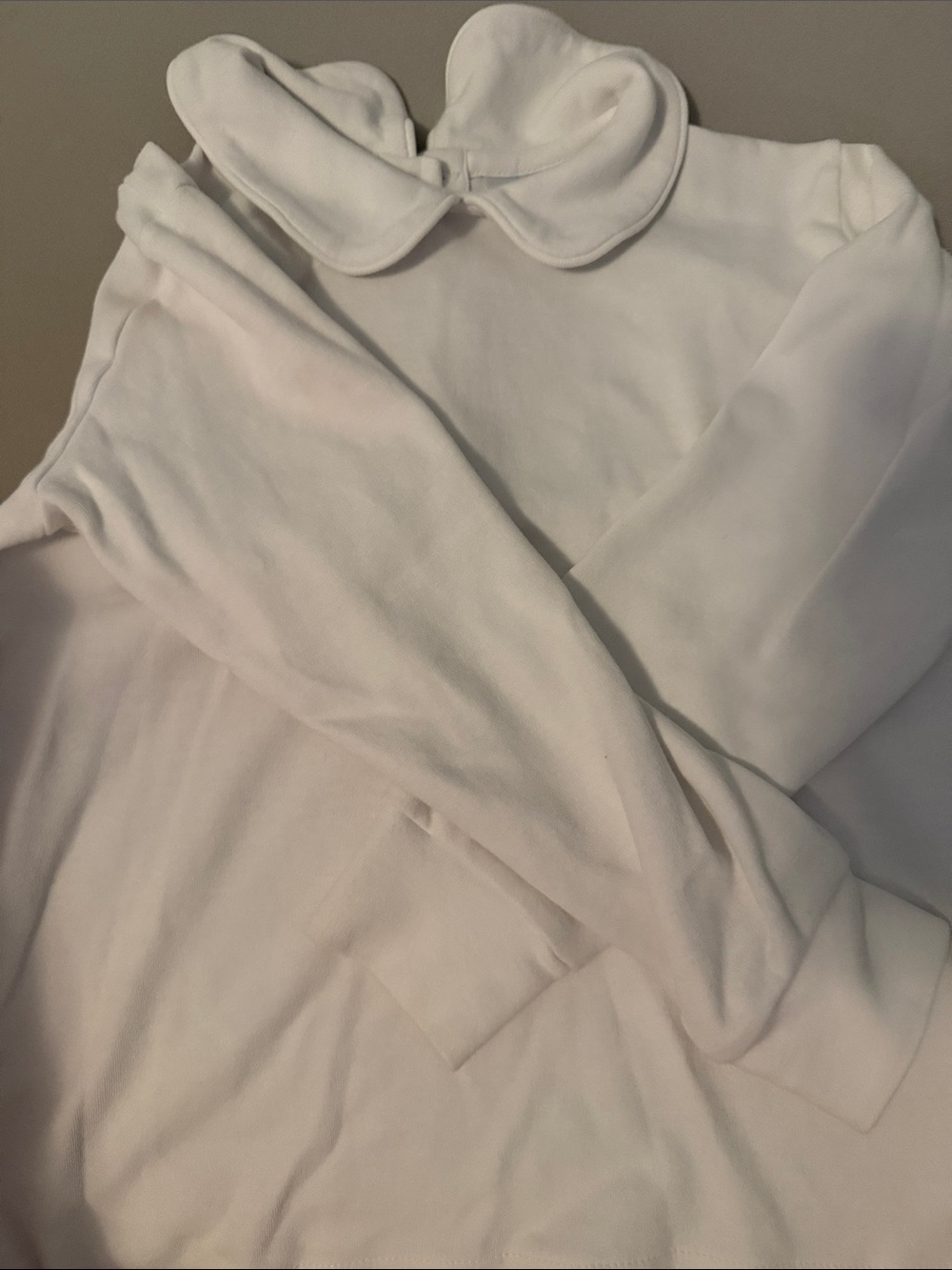 Little English White Long Sleeve Tee with Peter Pan Collar